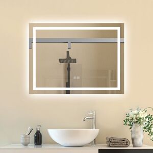 Sky Bathroom - sky 80x60cm Bluetooth Rectangle led Bathroom Mirror,Illuminated Bathroom led Mirror with Speaker,Anti-fog,Wall Mounted,3 Lighting