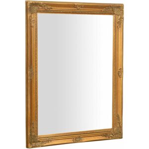 Biscottini - Vertical and horizontal bathroom wall mirror Rectangular hanging bedroom mirror with gold wooden frame Shabby baroque style