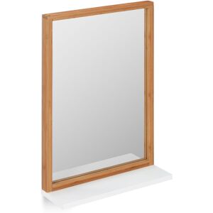 Relaxdays - Wall Mirror with Shelf, mdf & Bamboo Hanging Bathroom Mirror with Rack