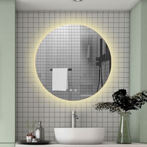 Aica Sanitaire - 700700MM Round led Mirror with Dimmable 3 Colors led , Anti-fog, Memory Function, Touch and wall switch Aica Sanitaire - 700700MM Round led Mirror with Dimmable 3 Colors led , Anti-fog, Memory Function, Touch and wall switch