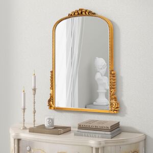 Shyfoy - 31.5in x 23.6in Vintage French Arched Gold Wall Mirror with Ornate Carved Frame - Decorative Accent for Living Room & Entryway Shyfoy - 31.5in x 23.6in Vintage French Arched Gold Wall Mirror with Ornate Carved Frame - Decorative Accent for Living Room & Entryway