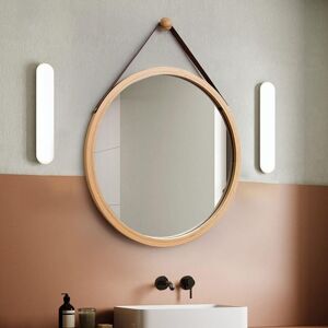 BEIJIYI 45cm Round Wall Mounted Bathroom Mirror, Decorative Wooden Framed Mirror with Hook, Bedroom or Dressing Room BEIJIYI 45cm Round Wall Mounted Bathroom Mirror, Decorative Wooden Framed Mirror with Hook, Bedroom or Dressing Room