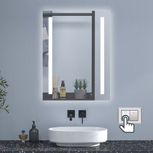 Sky Bathroom - 50x70cm Illuminated led Bathroom Mirror with Socket Optional 3 Colour Light Anti-fog,Touch Switch Sky Bathroom - 50x70cm Illuminated led Bathroom Mirror with Socket Optional 3 Colour Light Anti-fog,Touch Switch