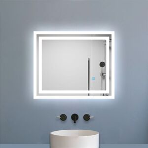 Aica Sanitaire - 600x500mm Bathroom Mirror with led Lights, Anti Fog Touch Sensor Vanity Wall Mounted Frameless Vertical or Horizontal IP44 Rated Aica Sanitaire - 600x500mm Bathroom Mirror with led Lights, Anti Fog Touch Sensor Vanity Wall Mounted Frameless Vertical or Horizontal IP44 Rated