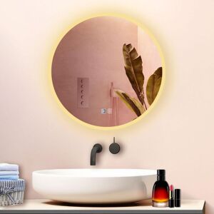 Aica Sanitaire - 800800MM Round Mirror with Dimmable 3 Colors led, Demister, Memory Function, Touch and wall switch Aica Sanitaire - 800800MM Round Mirror with Dimmable 3 Colors led, Demister, Memory Function, Touch and wall switch