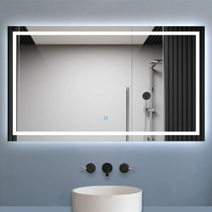 Aica Sanitaire - 1200x800mm Large Bathroom Mirrors with led Lights Illuminated Backlit Wall Mount Light Up Mirror Dimmable Switch Horizontal/Vertical Aica Sanitaire - 1200x800mm Large Bathroom Mirrors with led Lights Illuminated Backlit Wall Mount Light Up Mirror Dimmable Switch Horizontal/Vertical