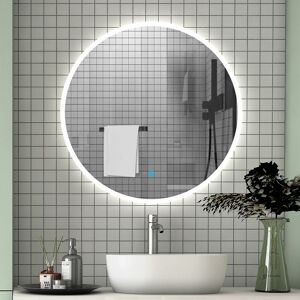Acezanble - 600x600mm Modern Round Bathroom Mirrors Wall Mounted with Lights Decorative Illuminated Bathroom Mirror led with Sensor Touch Control, Acezanble - 600x600mm Modern Round Bathroom Mirrors Wall Mounted with Lights Decorative Illuminated Bathroom Mirror led with Sensor Touch Control,