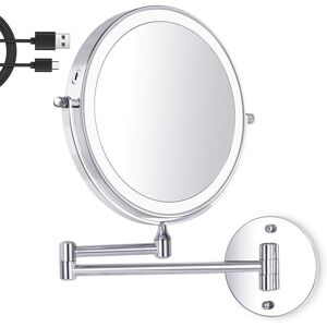 WOIYIC 8 Inch LED Wall Mounted Makeup Mirror, Lighted Magnifying Mirror, 1X/7X Magnification 3 Adjustable Light Colors USB Charging, 360° Swivel Extendable, WOIYIC 8 Inch LED Wall Mounted Makeup Mirror, Lighted Magnifying Mirror, 1X/7X Magnification 3 Adjustable Light Colors USB Charging, 360° Swivel Extendable,
