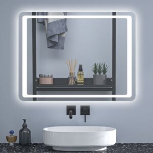 SKY BATHROOM 80x60cm LED Bathroom Mirror with Lights Demister Anti-fog Touch Switch Wall Mounted Bathroom Mirrors Vanity Mirror SKY BATHROOM 80x60cm LED Bathroom Mirror with Lights Demister Anti-fog Touch Switch Wall Mounted Bathroom Mirrors Vanity Mirror