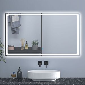 SKY BATHROOM 100x70cm LED Bathroom Mirror with Lights Demister Anti-fog Touch Switch Wall Mounted Bathroom Mirrors Vanity Mirror SKY BATHROOM 100x70cm LED Bathroom Mirror with Lights Demister Anti-fog Touch Switch Wall Mounted Bathroom Mirrors Vanity Mirror