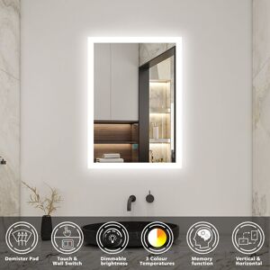 Acezanble - Bathroom led Mirrors with 3 Color Light Modes, 500x700mm Dimmable Backlit Illuminated Bathroom Wall Mirror with Desmister, Touch, Acezanble - Bathroom led Mirrors with 3 Color Light Modes, 500x700mm Dimmable Backlit Illuminated Bathroom Wall Mirror with Desmister, Touch,