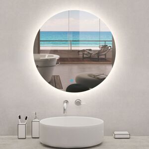 Acezanble - Round Bathroom Mirror with led Lights 80cm Illuminated Backlit Wall Mounted Bathroom Mirror with Demister Memory Function with Dimmable Acezanble - Round Bathroom Mirror with led Lights 80cm Illuminated Backlit Wall Mounted Bathroom Mirror with Demister Memory Function with Dimmable