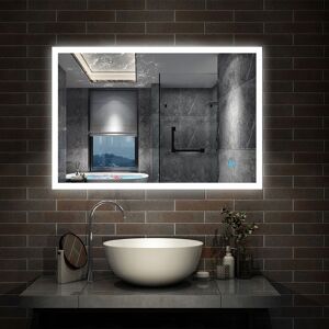 Aica Sanitaire - Backlit led Illuminated Bathroom Mirror with Light Sensor + Demister - Type a 800 x 600mm Aica Sanitaire - Backlit led Illuminated Bathroom Mirror with Light Sensor + Demister - Type a 800 x 600mm