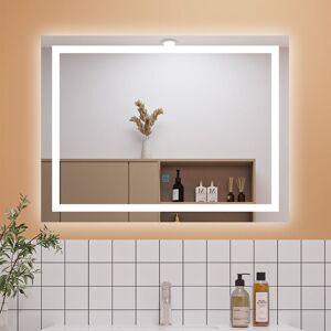 Aica Sanitaire - 800x600mm Bathroom Mirror with led Lights, Anti Fog Touch Sensor Switch Wall Mounted IP44 Waterproof and Dustproof Aica Sanitaire - 800x600mm Bathroom Mirror with led Lights, Anti Fog Touch Sensor Switch Wall Mounted IP44 Waterproof and Dustproof
