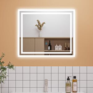Aica Sanitaire - 600x500mm Bathroom Mirror with led Lights, Anti Fog Touch Sensor Vanity Wall Mounted Frameless Vertical or Horizontal IP44 Rated Aica Sanitaire - 600x500mm Bathroom Mirror with led Lights, Anti Fog Touch Sensor Vanity Wall Mounted Frameless Vertical or Horizontal IP44 Rated