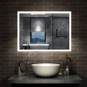 Aica Sanitaire - Bathroom Mirror with Lights Anti Fog Touch Sensor Wall Mounted led Bathroom Mirrors - 900x700mm Dimmable 3 Colour Aica Sanitaire - Bathroom Mirror with Lights Anti Fog Touch Sensor Wall Mounted led Bathroom Mirrors - 900x700mm Dimmable 3 Colour
