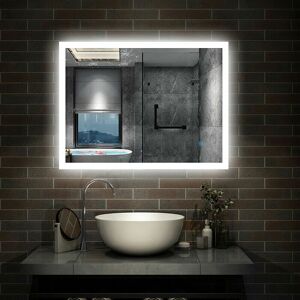 Aica Sanitaire - Bathroom Mirror with Lights Anti Fog Touch Sensor Wall Mounted led Bathroom Mirrors - 600x500mm White Light Aica Sanitaire - Bathroom Mirror with Lights Anti Fog Touch Sensor Wall Mounted led Bathroom Mirrors - 600x500mm White Light