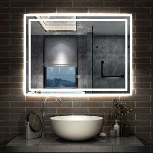 Aica Sanitaire - Bathroom Mirror with Lights Anti Fog Touch Sensor Wall Mounted led Bathroom Mirrors - 500x700mm White Light Aica Sanitaire - Bathroom Mirror with Lights Anti Fog Touch Sensor Wall Mounted led Bathroom Mirrors - 500x700mm White Light