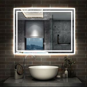 Aica Sanitaire - Bathroom Mirror with Lights Anti Fog Touch Sensor Wall Mounted led Bathroom Mirrors - 1000x600mm White Light Aica Sanitaire - Bathroom Mirror with Lights Anti Fog Touch Sensor Wall Mounted led Bathroom Mirrors - 1000x600mm White Light