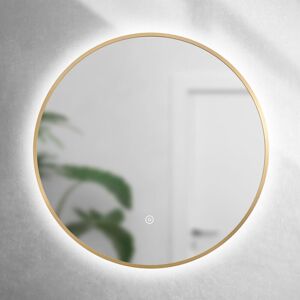 VODA Brushed Brass 600mm Round Backlit Mirror with Colour Change VODA Brushed Brass 600mm Round Backlit Mirror with Colour Change