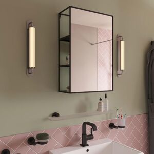 Croydex - Matt Black Rectangular Mirror with Hidden Shelving, 60 x 40cm Croydex - Matt Black Rectangular Mirror with Hidden Shelving, 60 x 40cm