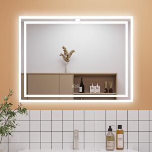 Aica Sanitaire - Dimmable 3 Colour Bathroom Mirror with Lights, Memory Function Anti Fog Touch Sensor Wall Mounted led Bathroom Mirrors Aica Sanitaire - Dimmable 3 Colour Bathroom Mirror with Lights, Memory Function Anti Fog Touch Sensor Wall Mounted led Bathroom Mirrors