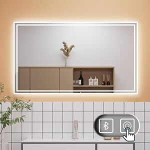 Aica Sanitaire - Dimmable 3 Colour Bathroom Mirror with Lights, Memory Function Anti Fog Touch Sensor Wall Mounted led Bathroom Mirrors Aica Sanitaire - Dimmable 3 Colour Bathroom Mirror with Lights, Memory Function Anti Fog Touch Sensor Wall Mounted led Bathroom Mirrors