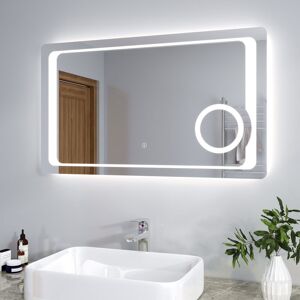 Elegant - 1000 x 600mm Anti-foggy Wall Mounted Mirror, Frontlit led Illuminated Bathroom Mirror with 230V Shaver Socket, 3 Times Magnifying Elegant - 1000 x 600mm Anti-foggy Wall Mounted Mirror, Frontlit led Illuminated Bathroom Mirror with 230V Shaver Socket, 3 Times Magnifying