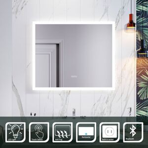 Elegant - 600 x 500mm Anti-foggy Wall Mounted Mirror,Frontlit led Illuminated Bathroom Mirror with Bluetooth Audio Elegant - 600 x 500mm Anti-foggy Wall Mounted Mirror,Frontlit led Illuminated Bathroom Mirror with Bluetooth Audio