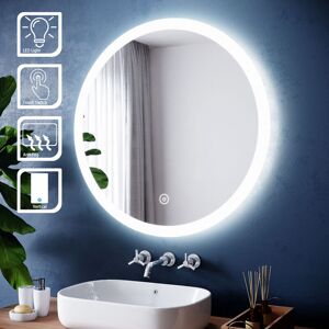 Elegant - 800 x 800 mm Modern Round Illuminated led Bathroom Mirror Touch Sensor + Demister Elegant - 800 x 800 mm Modern Round Illuminated led Bathroom Mirror Touch Sensor + Demister