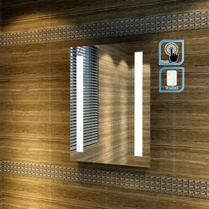 Elegant - Aluminium Alloy Framed Mirror 450x600mm Vertical led Illuminated Bathroom Mirror Wall-Mounted Mirror with Touch Sensor Elegant - Aluminium Alloy Framed Mirror 450x600mm Vertical led Illuminated Bathroom Mirror Wall-Mounted Mirror with Touch Sensor