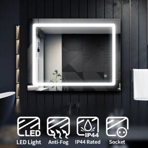 Elegant - Anti-Fog Mirror Aluminium Framed Illuminated Bathroom Mirror 900x700mm Mirror with Shaver Socket Elegant - Anti-Fog Mirror Aluminium Framed Illuminated Bathroom Mirror 900x700mm Mirror with Shaver Socket