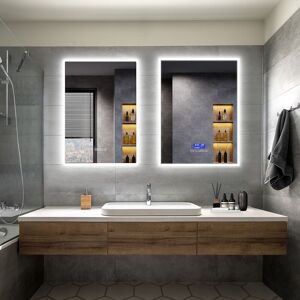 Elegant - Bathroom led Mirror Modern Wall Mounted Rectangular Bathroom Mirror 700x500mm + 800x600mm Both with Demister Pad Shaver Socket Bluetooth Elegant - Bathroom led Mirror Modern Wall Mounted Rectangular Bathroom Mirror 700x500mm + 800x600mm Both with Demister Pad Shaver Socket Bluetooth
