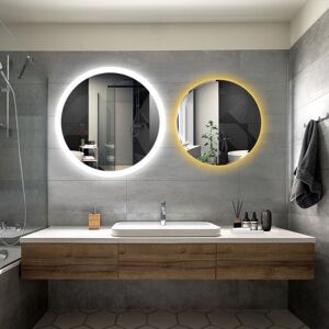 Elegant - Bathroom led Mirror Modern Wall Mounted Round Bathroom Mirror 800x800mm Acrylic Frame + 600x600mm Frameless Both with Demister Pad Elegant - Bathroom led Mirror Modern Wall Mounted Round Bathroom Mirror 800x800mm Acrylic Frame + 600x600mm Frameless Both with Demister Pad