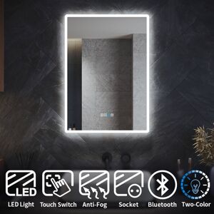 Elegant - Bluetooth Bathroom led Mirror with Shaver Socket 700x500mm Wall Mounted Bathroom Mirror with led Lights Demister Pad Touch Switch Elegant - Bluetooth Bathroom led Mirror with Shaver Socket 700x500mm Wall Mounted Bathroom Mirror with led Lights Demister Pad Touch Switch