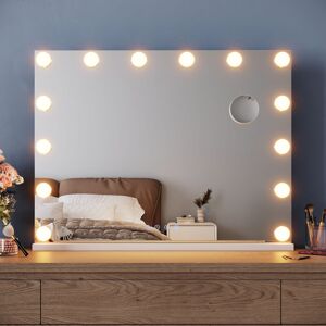 Elegant - Hollywood Vanity Mirror 80x60cm with Bluetooth Speakers Hanging Makeup Mirror with 14 Dimmable Bulbs and 10X Magnifying Mirror 3 Color Elegant - Hollywood Vanity Mirror 80x60cm with Bluetooth Speakers Hanging Makeup Mirror with 14 Dimmable Bulbs and 10X Magnifying Mirror 3 Color