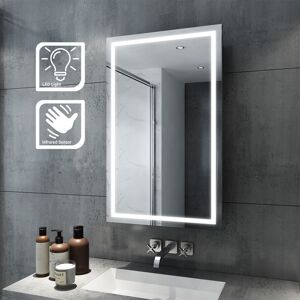 Elegant - Bathroom led Mirror Cabinet Sliding Door 430x690mm Mirror Cabinet with Light Stainless Steel Frame Wall Mounted Storage Elegant - Bathroom led Mirror Cabinet Sliding Door 430x690mm Mirror Cabinet with Light Stainless Steel Frame Wall Mounted Storage