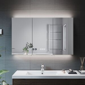 Elegant LED Bathroom Mirror Cabinet with Shaver Socket, 3 Lighting Modes, Dimmable LED Illuminated, Anti-Fog Multifunctional Wall Cabinet Elegant LED Bathroom Mirror Cabinet with Shaver Socket, 3 Lighting Modes, Dimmable LED Illuminated, Anti-Fog Multifunctional Wall Cabinet