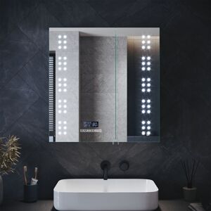 ELEGANT LED Bathroom Mirror Cabinet with Shaver Socket and Bluetooth Speakers Stainless Steel Cabinet with Dimmable Brightness Sensor Touch Demister ELEGANT LED Bathroom Mirror Cabinet with Shaver Socket and Bluetooth Speakers Stainless Steel Cabinet with Dimmable Brightness Sensor Touch Demister