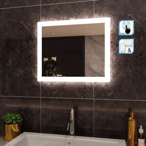 Elegant - led Illuminated Bathroom Mirror 600 x 500 mm Light Touch Sensor Wall Mounted Horizontal Vertical Elegant - led Illuminated Bathroom Mirror 600 x 500 mm Light Touch Sensor Wall Mounted Horizontal Vertical