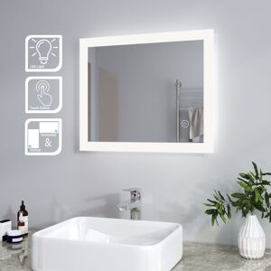 Elegant - Bathroom Mirror with led Illuminated Lights Touch Sensor 600x500mm IP44 Wall Mounted Horizontal Vertical Elegant - Bathroom Mirror with led Illuminated Lights Touch Sensor 600x500mm IP44 Wall Mounted Horizontal Vertical