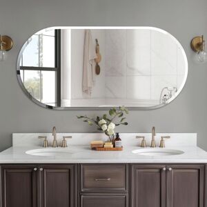 LUVODI Ellipse Bathroom Mirror Wall Mounted Modern Stylish Design with Contemporary Bevelled Edges - 50cm W x 100cm H LUVODI Ellipse Bathroom Mirror Wall Mounted Modern Stylish Design with Contemporary Bevelled Edges - 50cm W x 100cm H