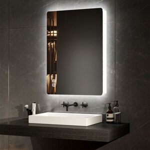 Led Bathroom Mirror Bluetooth Bathroom Mirror with Shaver Socket Dimmable Backlit Cosmetic Mirror with Demister, Fuse, 50x70cm - Emke Led Bathroom Mirror Bluetooth Bathroom Mirror with Shaver Socket Dimmable Backlit Cosmetic Mirror with Demister, Fuse, 50x70cm - Emke