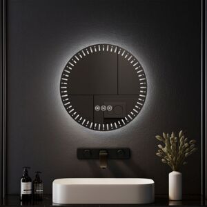 50cm Round Bathroom led Mirror with 3 Light Dimmable Colors Illuminated Circle Mirror with Demister - Emke 50cm Round Bathroom led Mirror with 3 Light Dimmable Colors Illuminated Circle Mirror with Demister - Emke