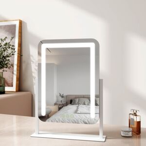 Emke - Hollywood Vanity Mirror with Lights Dressing Table Mirror with 7X Magnifier, 3 Color Lighting, Rotation and Memory Function, 40x30cm, White Emke - Hollywood Vanity Mirror with Lights Dressing Table Mirror with 7X Magnifier, 3 Color Lighting, Rotation and Memory Function, 40x30cm, White