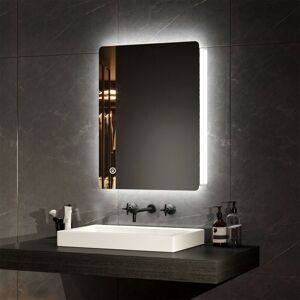 Emke - Backlit Illuminated Bathroom Mirror with led Light Rectangular Vanity Mirror with Demister Touch Switch Vertical/Horizontal, 450x600mm Emke - Backlit Illuminated Bathroom Mirror with led Light Rectangular Vanity Mirror with Demister Touch Switch Vertical/Horizontal, 450x600mm