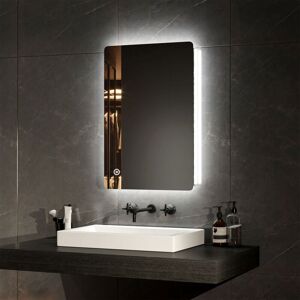 Emke - Backlit Illuminated Bathroom Mirror with led Light Rectangular Vanity Mirror with Demister Touch Switch Vertical/Horizontal, 400x600mm Emke - Backlit Illuminated Bathroom Mirror with led Light Rectangular Vanity Mirror with Demister Touch Switch Vertical/Horizontal, 400x600mm