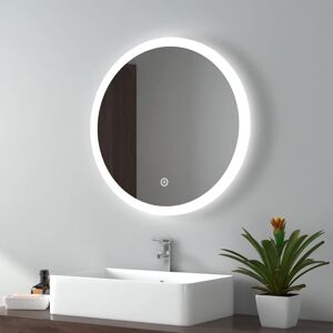 Round Bathroom led Mirror Illuminated Backlit Makeup Mirror with Demister, Automatic Power-off, 600mm Cold White Light - Emke Round Bathroom led Mirror Illuminated Backlit Makeup Mirror with Demister, Automatic Power-off, 600mm Cold White Light - Emke