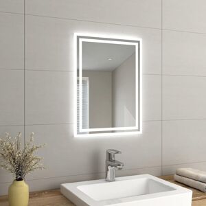 Emke - led Illuminated Bathroom Mirror with Light 45x60cm Touch Switch + Anti-Fog + Adjustable Color Emke - led Illuminated Bathroom Mirror with Light 45x60cm Touch Switch + Anti-Fog + Adjustable Color