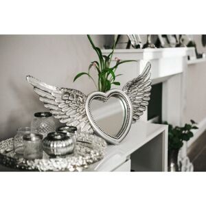Marco Paul - Heart Shaped Angel Wing Mirror, Large Rustic Silver Mirror with Distressed Feathered Angel Wings - Vintage Retro Shabby Chic Style Wall Marco Paul - Heart Shaped Angel Wing Mirror, Large Rustic Silver Mirror with Distressed Feathered Angel Wings - Vintage Retro Shabby Chic Style Wall